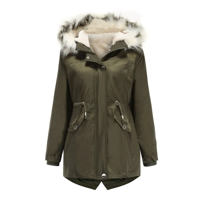 Women's cotton padded jacket with removable liner Army Green - Shop at LoveMi