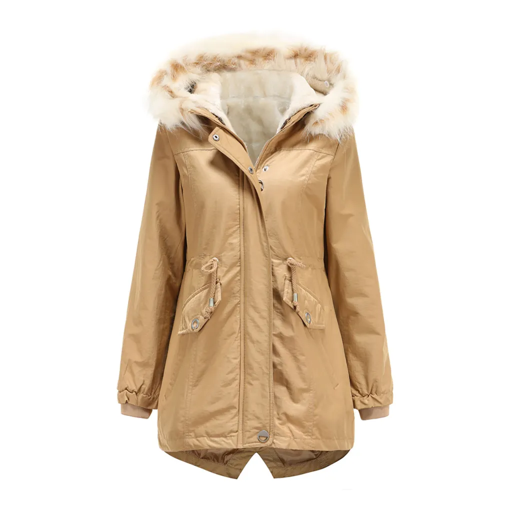 Women's cotton-padded jacket with removable liner - Khaki
