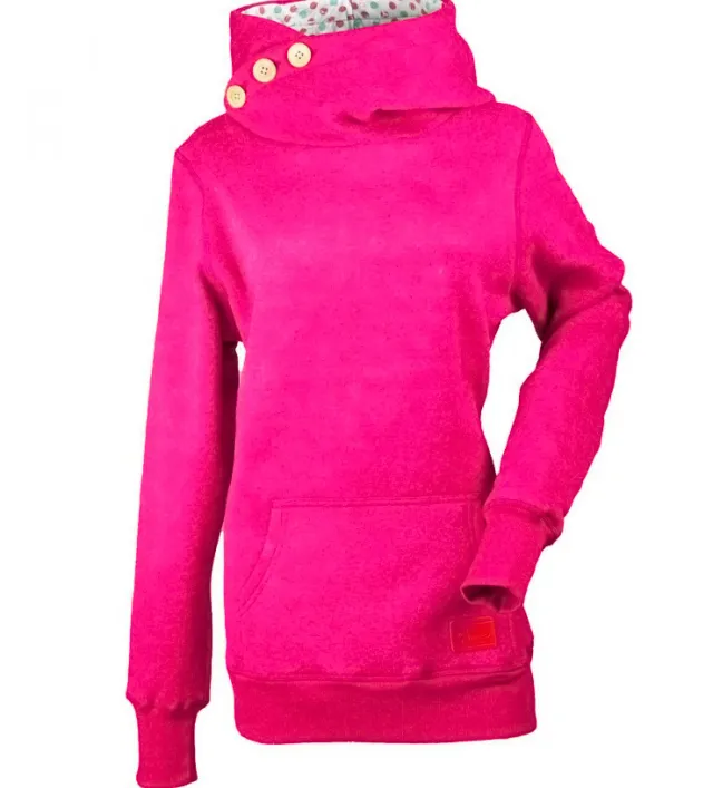 Women's solid color three button pocket sweater Red - Shop at LoveMi
