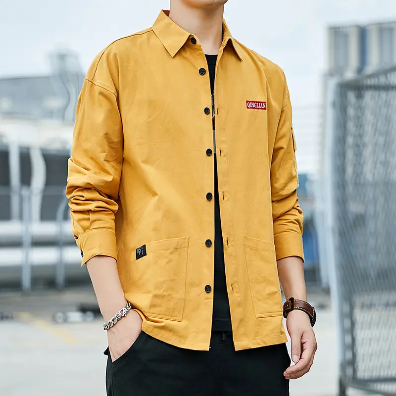 Men's loose casual workwear long sleeve shirt