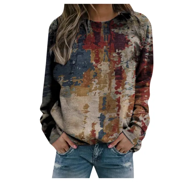 Rendering printed women's long sleeved loose round neck sweater women No 7 Color L - Shop at LoveMi