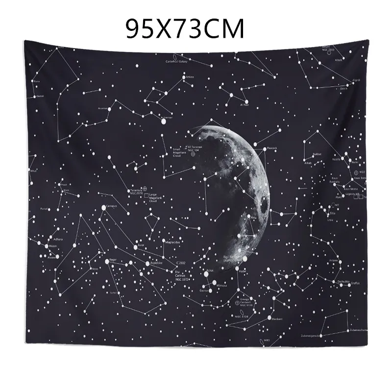 Constellation Tapestry Fantasy Starry Sky Blanket Galaxy Space Pattern towel Wall Hanging Cloth Bedspread Bedroom Decoration - 95X73Cm