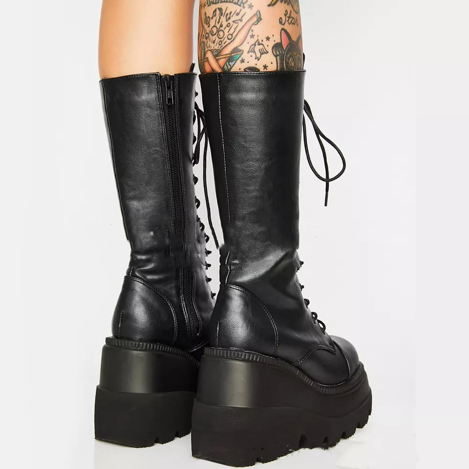 Platform wedge heel boots
