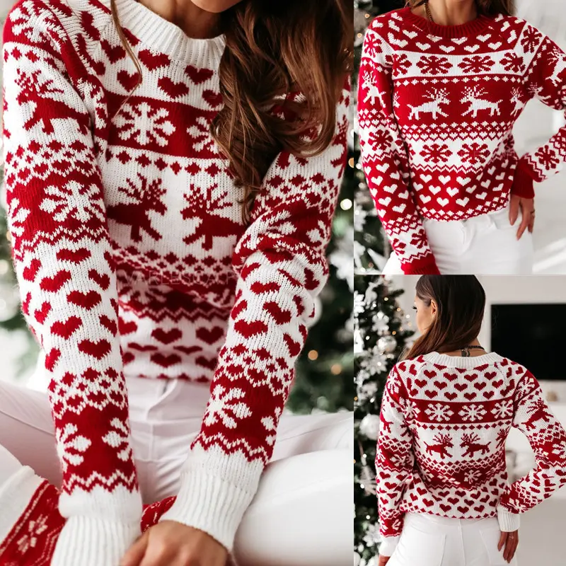 Women Ugly Christmas Sweaters Winter Long Sleeve Knitted Sweater