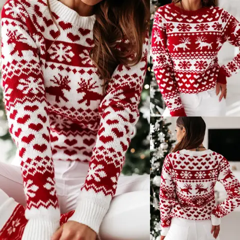 Women Ugly Christmas Sweaters Winter Long Sleeve Knitted Sweater