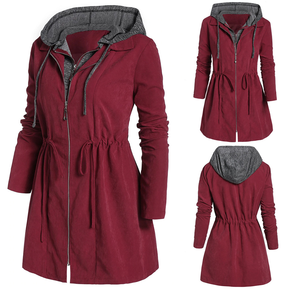 Ladies mid-length thick quilted hooded coat