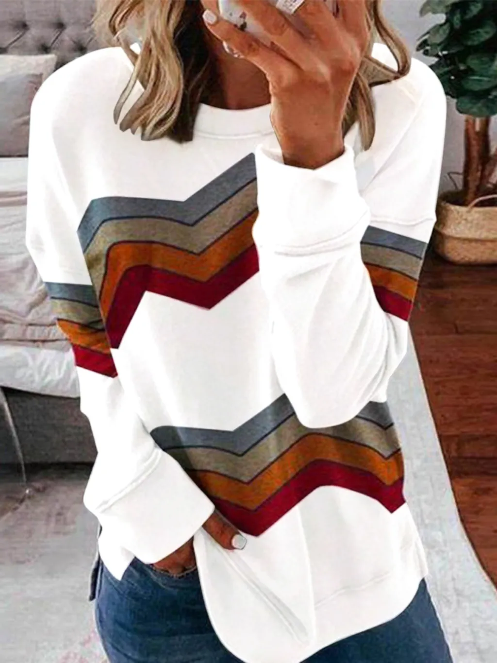 All-match sweater T-shirt women's top - White
