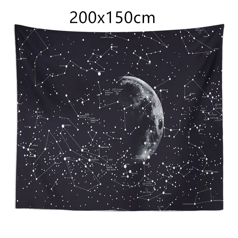 Constellation Tapestry Fantasy Starry Sky Blanket Galaxy Space Pattern towel Wall Hanging Cloth Bedspread Bedroom Decoration - 200X150Cm