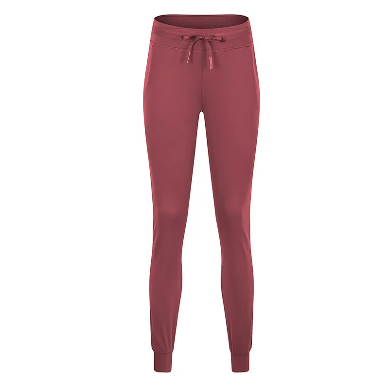 Women's quick-drying elastic running fitness pants - Deep Crimson