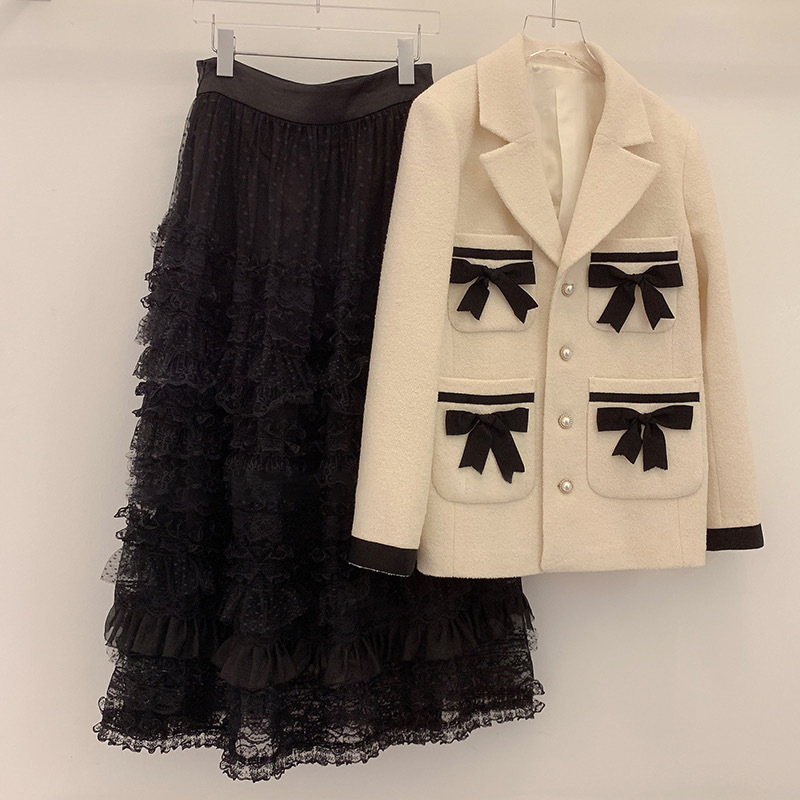 Winter girl Xiaoxiang Bowknot Woolen Jacket