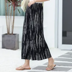 Elastic Waist Mother Wide Leg Pants Floral Pants - 5 Style - View 1
