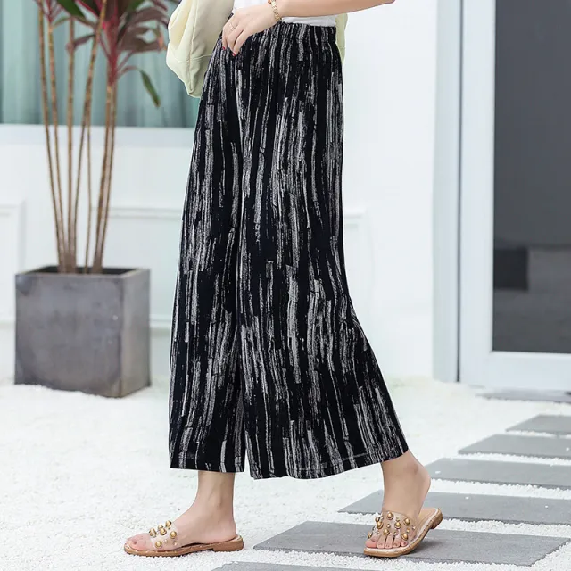 Elastic Waist Mother Wide Leg Pants Floral Pants 5 Style - Shop at LoveMi