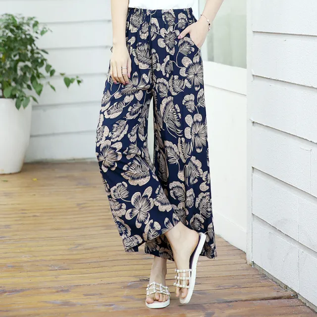 Elastic Waist Mother Wide Leg Pants Floral Pants 12 Style - Shop at LoveMi