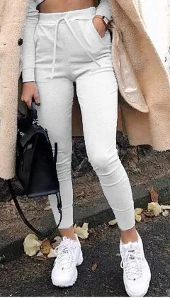Women's jogging pants casual sports pants White - Shop at LoveMi