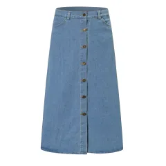 Temperament high waist denim skirt - Blue - View 1