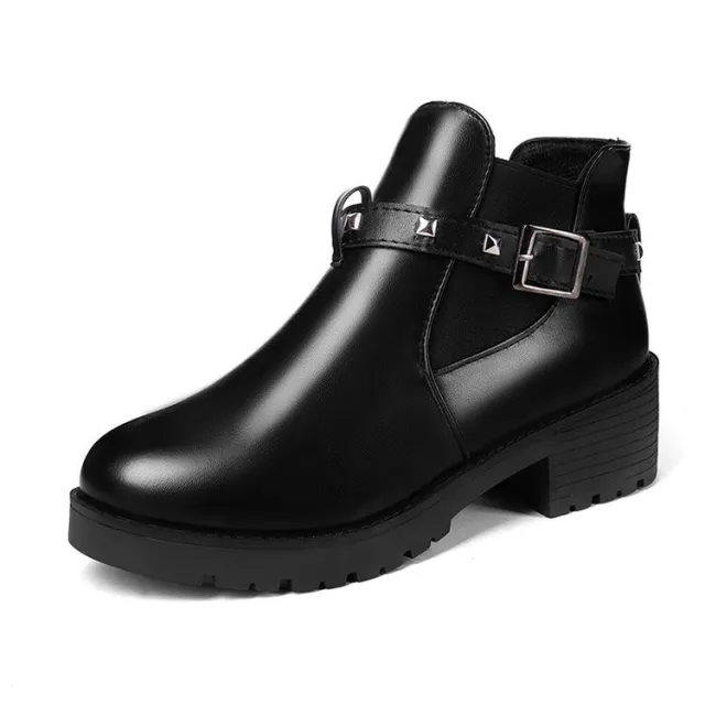 Women's retro belt buckle rivet Martin boots Black - Shop at LoveMi
