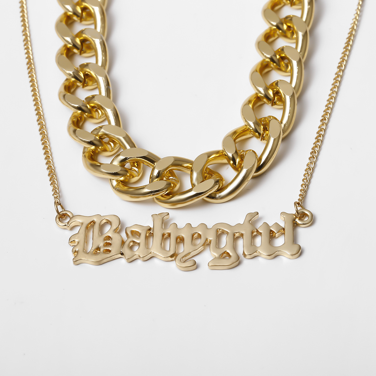 Punk multi-layer cross thick chain necklace