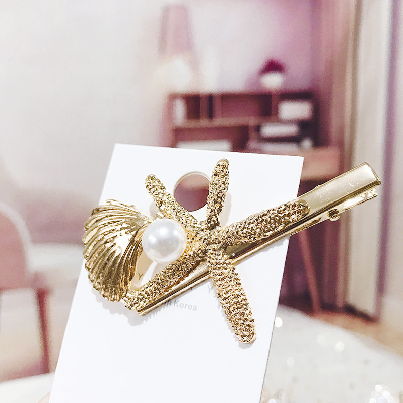 Shell Scissors Bowknot Press Clip Metal Alloy Hairpin Starfish 6Cm - Shop at LoveMi