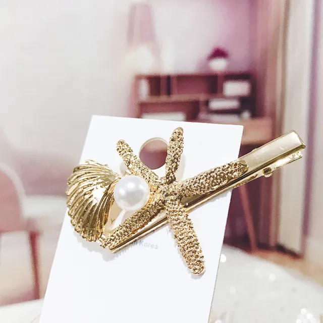 Shell Scissors Bowknot Press Clip Metal Alloy Hairpin Starfish 6Cm - Shop at LoveMi