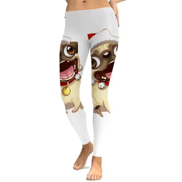Ladies fitness workout punk high waist spandex leggings White - Shop at LoveMi