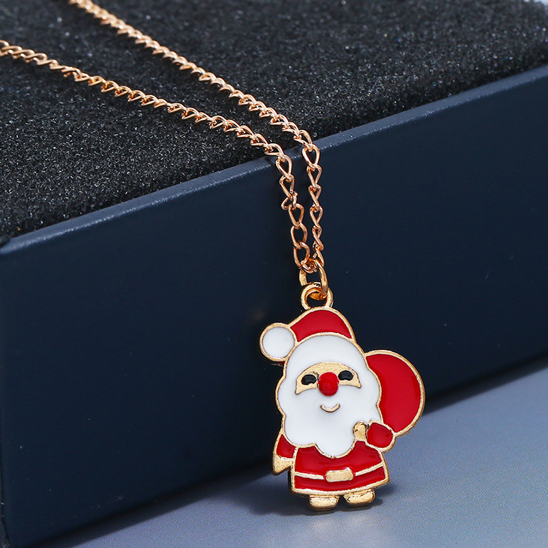 Colorful Santa Claus Gift Earrings Necklace Set