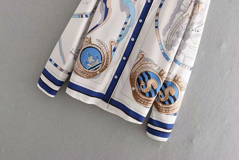 European and American spring totem print shirt bottom