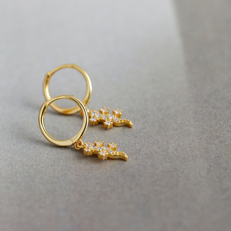 Gecko s925 sterling silver ear buckle earrings earrings