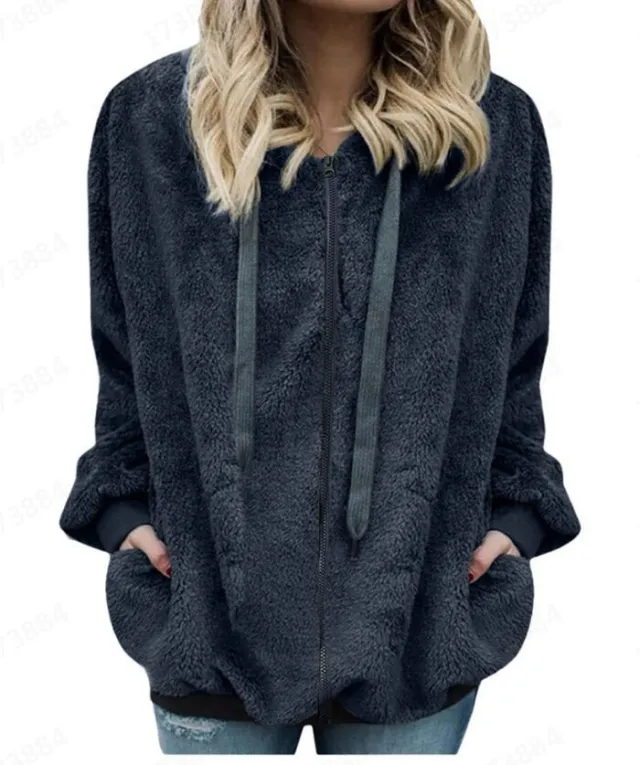 Women's Long Sleeve Sweatshirt Fleece Jacket Blue - Shop at LoveMi