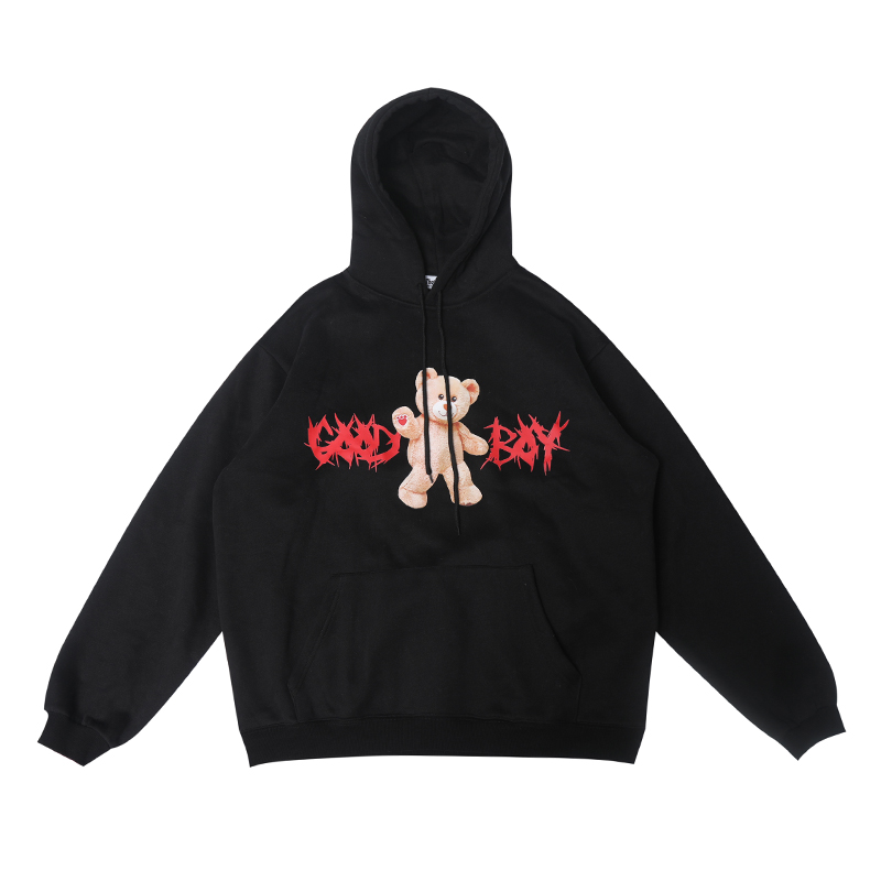 Men's hooded loose fall/winter bear sweater