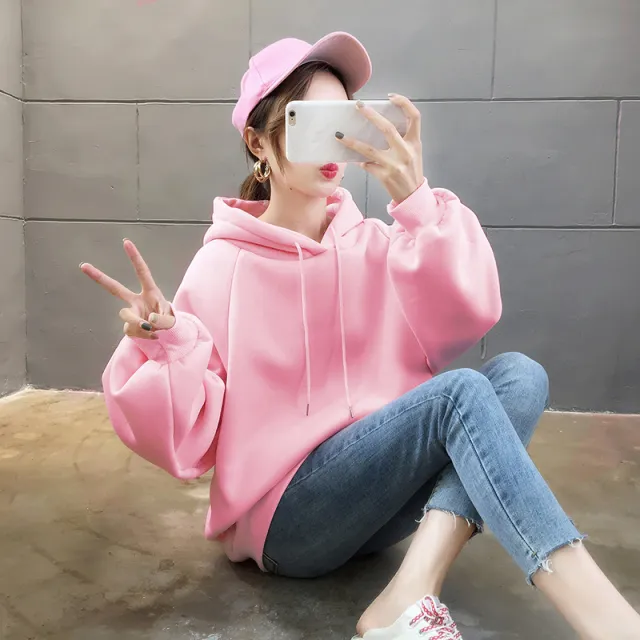 Korean style trendy student loose all match blouse Pink - Shop at LoveMi
