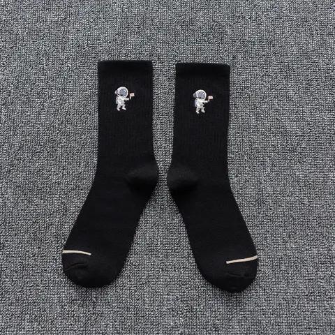 Embroidered Cotton Socks Astronaut All-match Sports