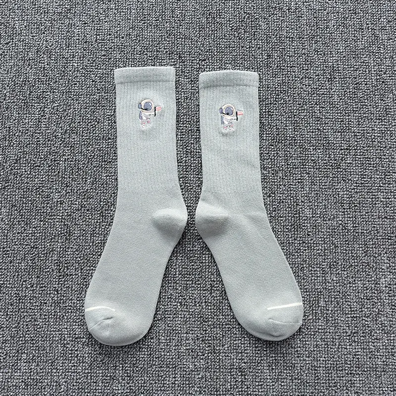 Embroidered cotton socks astronaut all-match sports