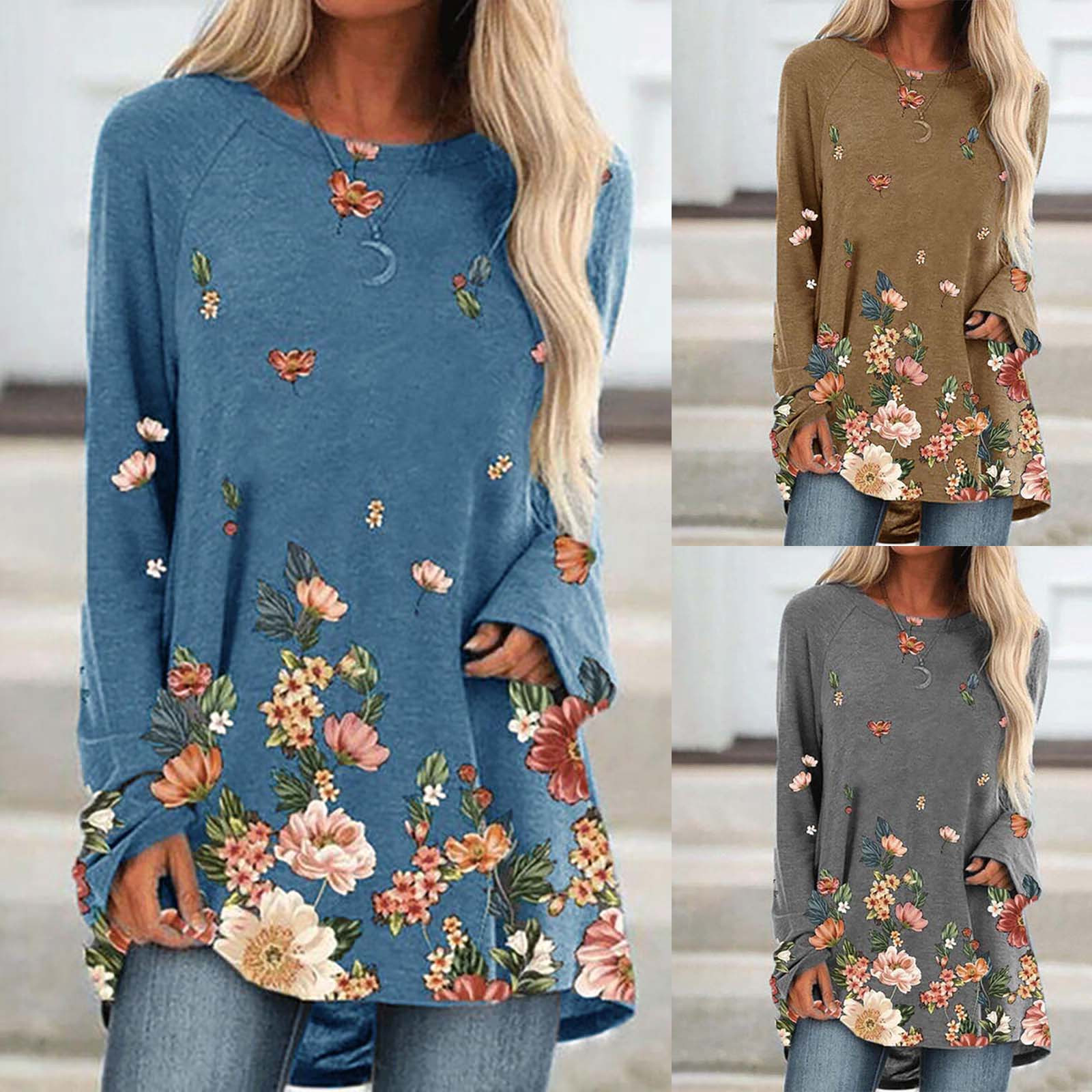 European and American round neck print mid-length T-shirt