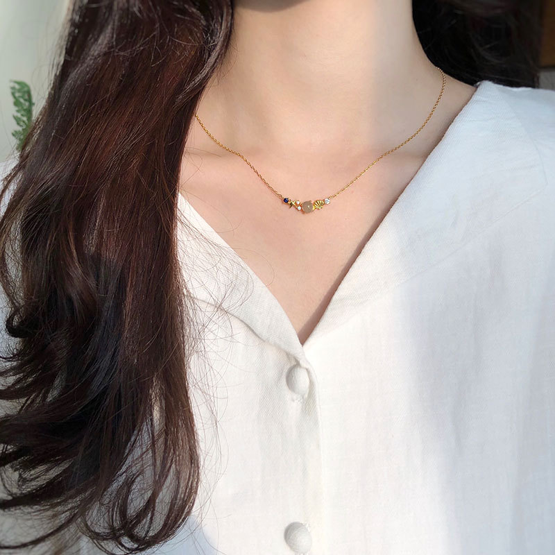 S925 sterling silver starfish shell necklace