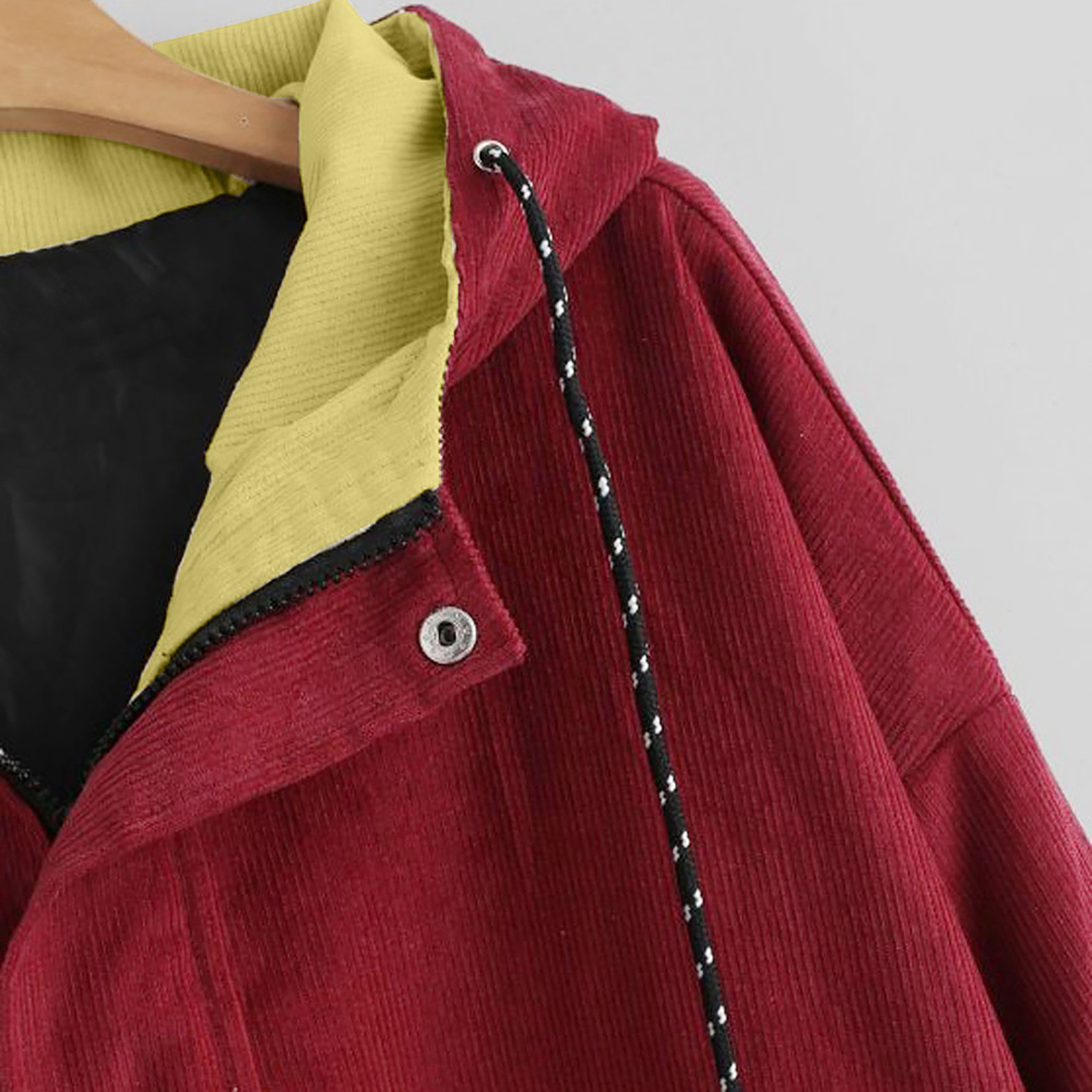 Loose corduroy colorblock hooded baseball uniform