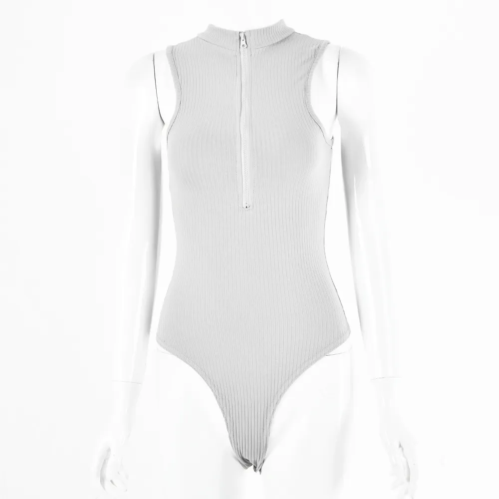 Autumn new style sleeveless zipper cotton one-piece - Grey