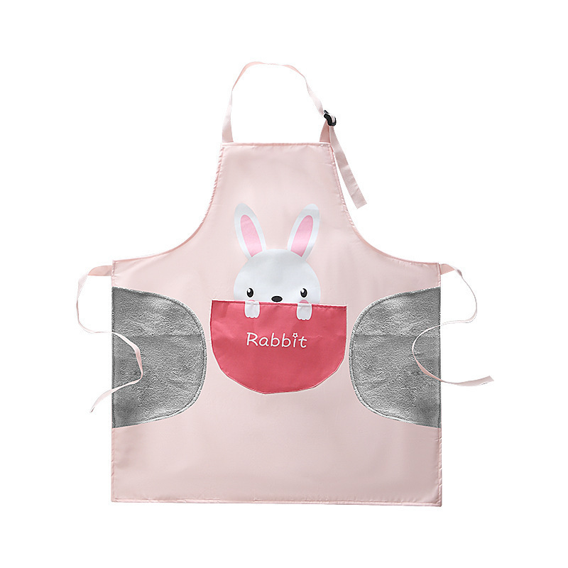 Cartoon print waterproof and oil-repellent big pocket apron