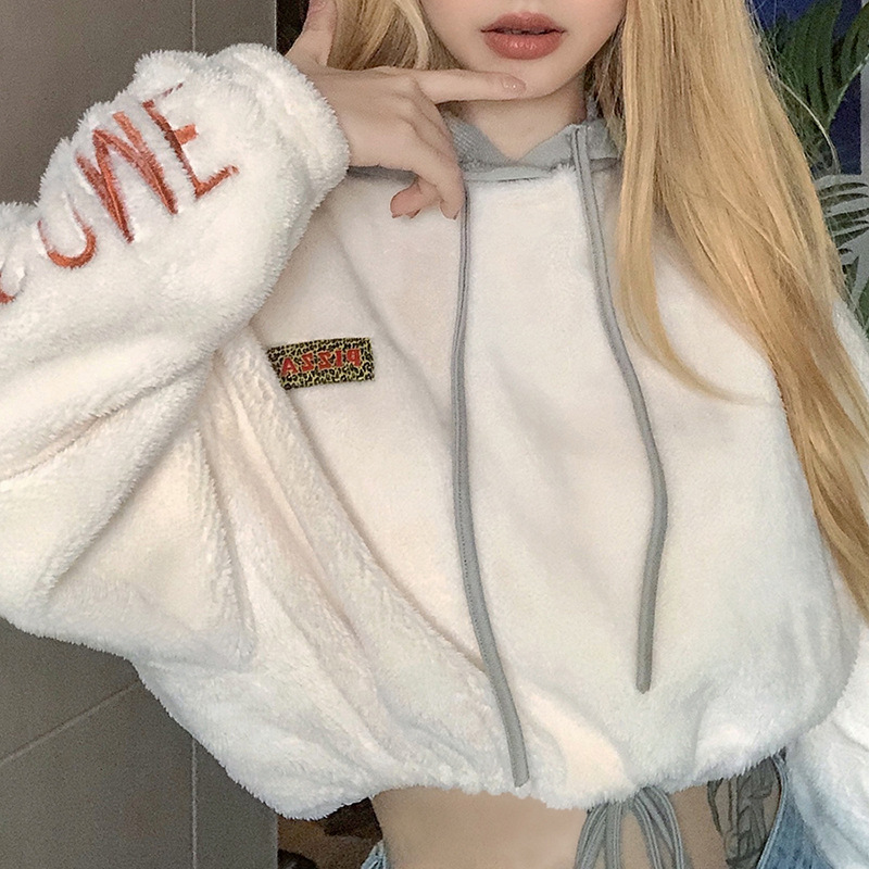 Hooded waist furry sweater