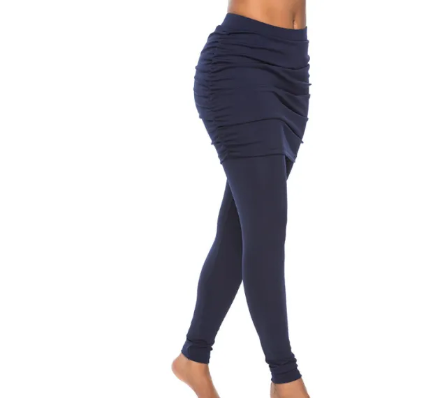 Pack hip side pleated skirt fake two leggings skirt Blue - Shop at LoveMi