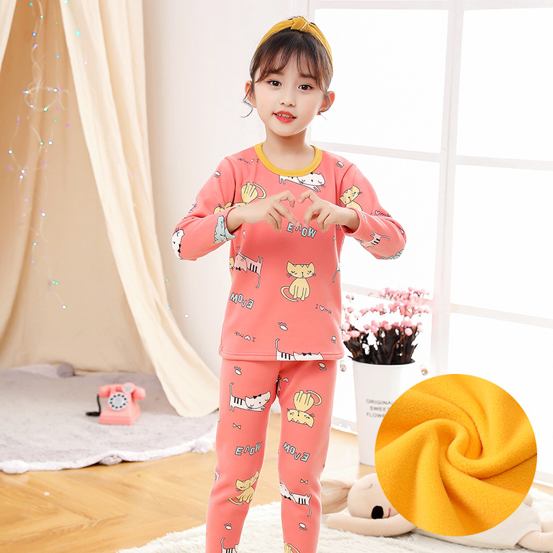 Korean cartoon home wear powder thermal pajamas