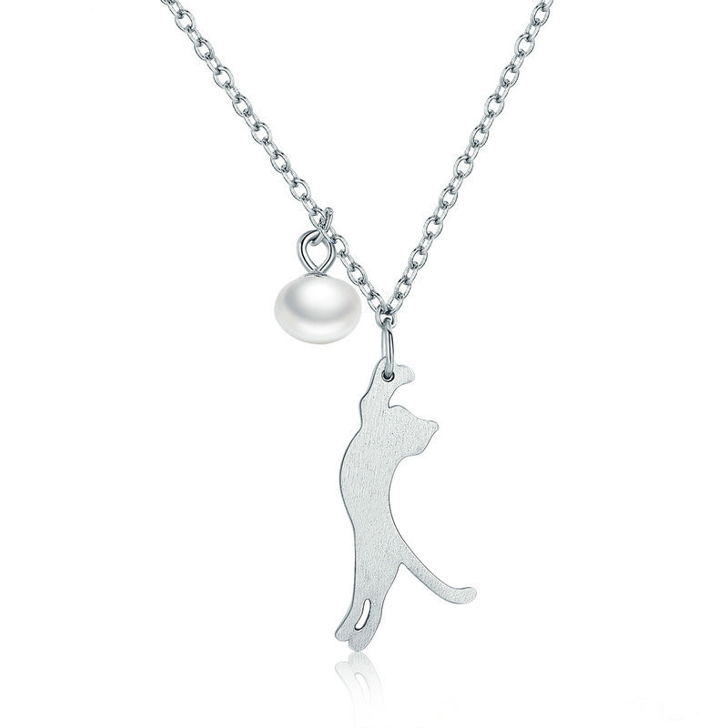 Small animal women's plain silver necklace