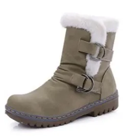 Belt Buckle Flat Martin Boots Short Snow Boots Green - Shop at LoveMi
