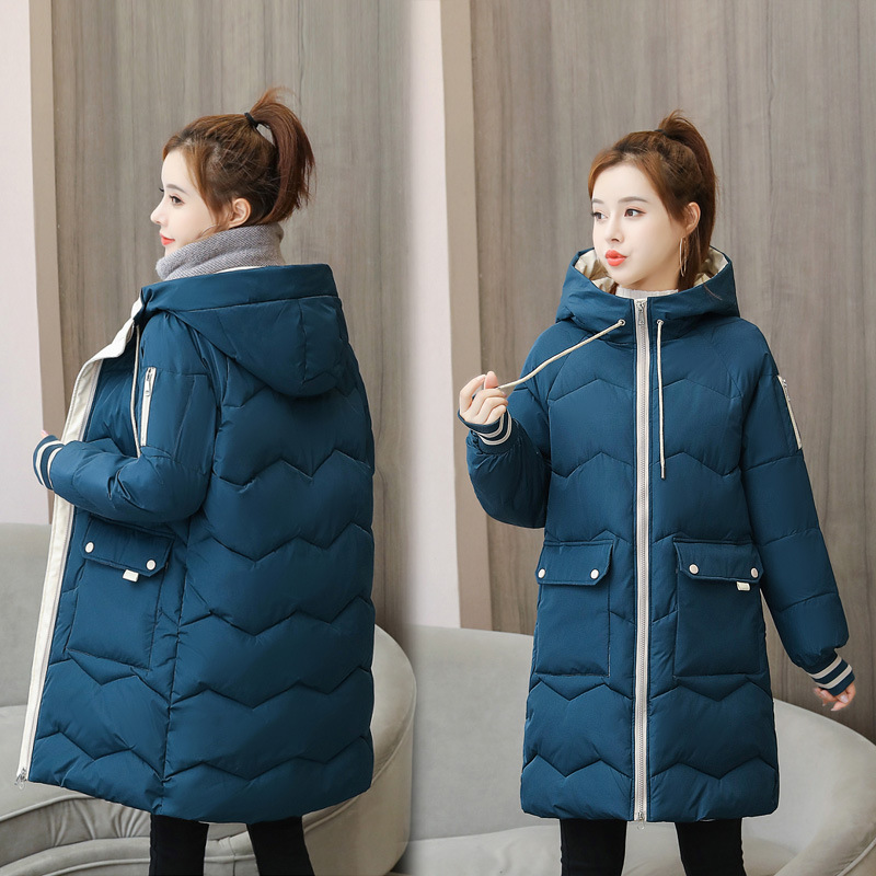 Loose hooded down padded jacket fashion contrast color bf student bread jacket