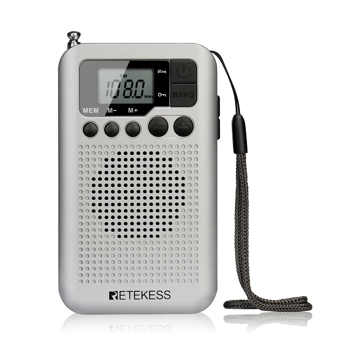 Silver portable radio FM AM sleep timer BATTERY POWER DIGITAL HOME OFFİCE CAMP - Picture 5 of 5