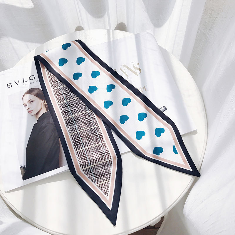 Houndstooth print small scarf headband Blue - Shop at LoveMi