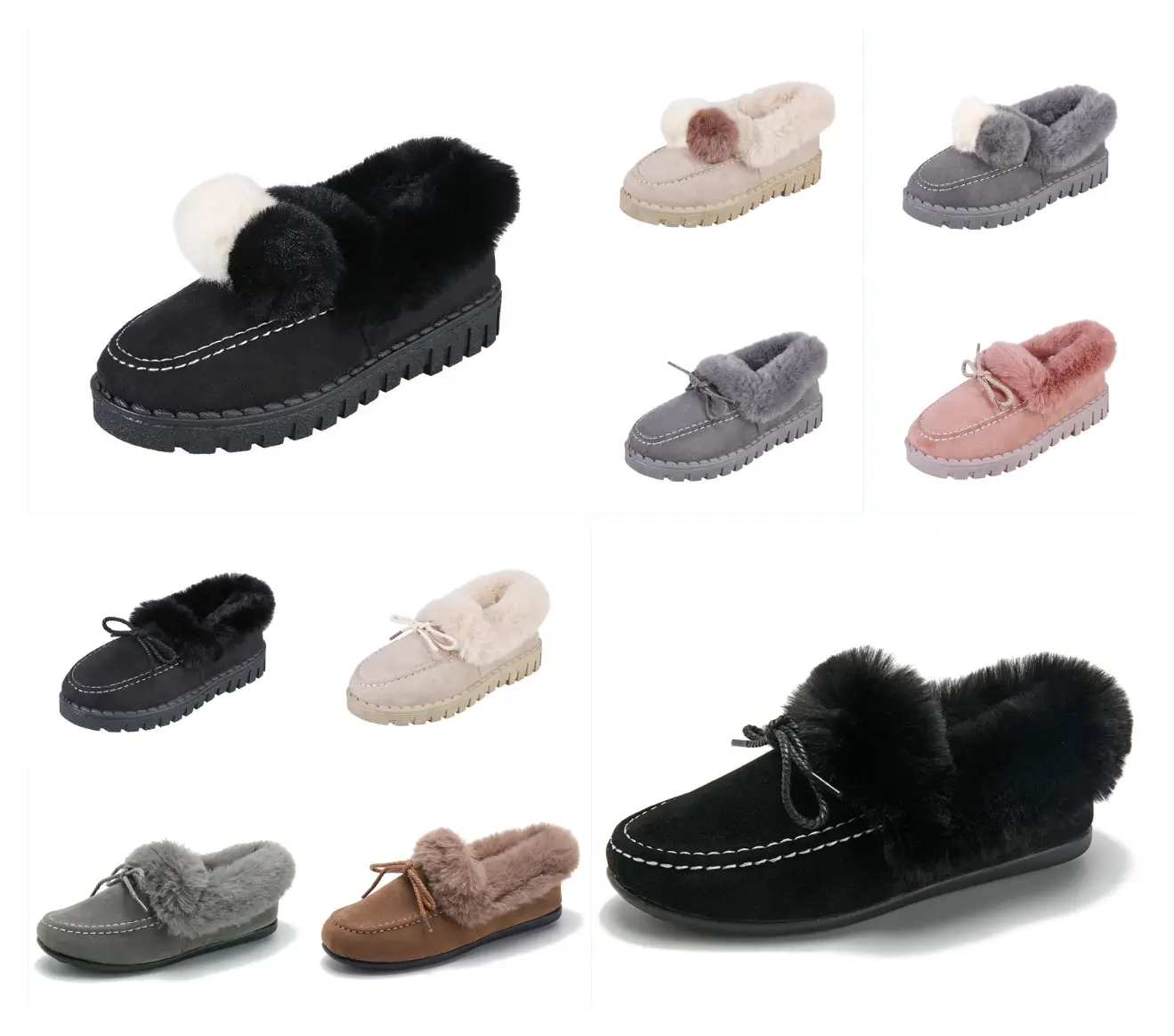 Hairy ball snow boots Korean style short tube hairy bow cotton shoes