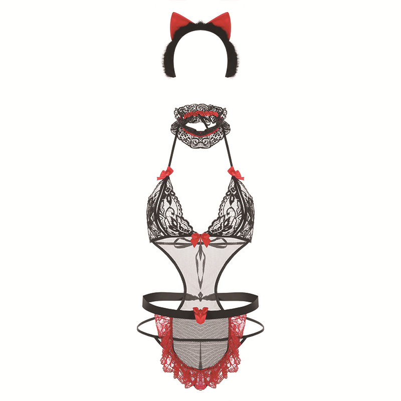 Sexy lingerie one-piece suit 4-piece set