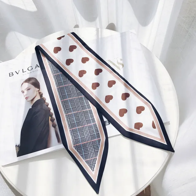 Houndstooth print small scarf headband Brown - Shop at LoveMi