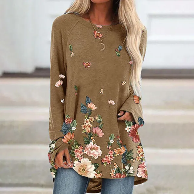 European and American round neck print mid length T shirt Khaki - Shop at LoveMi