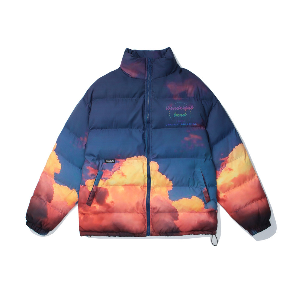 Dyed clouds thick padded coat loose down jacket